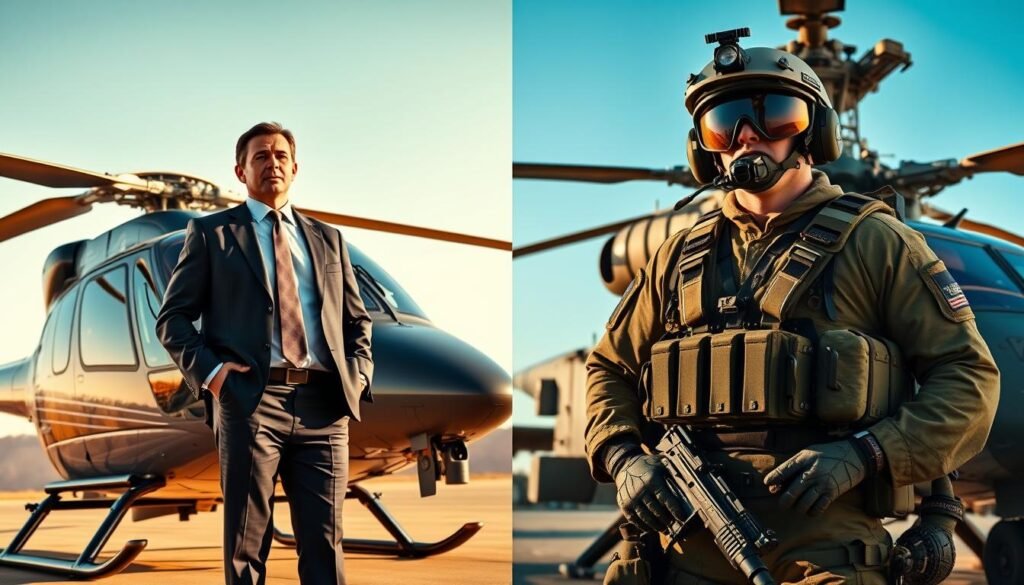 civilian vs military helicopter pilot pay