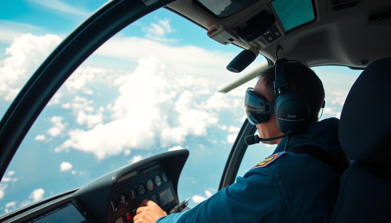 EMS Helicopter Pilot in helicopter