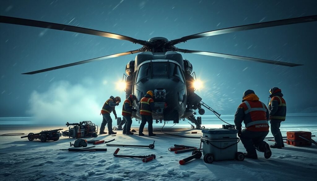 Helicopter Maintenance in Extreme Weather